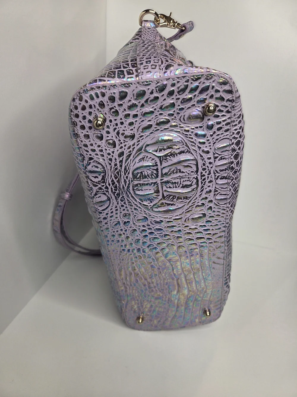 💜▪️Brahmin ▪️✨RARE✨️ Large Duxbury Violet Wonderland Melbourne Croc Satchel Bag